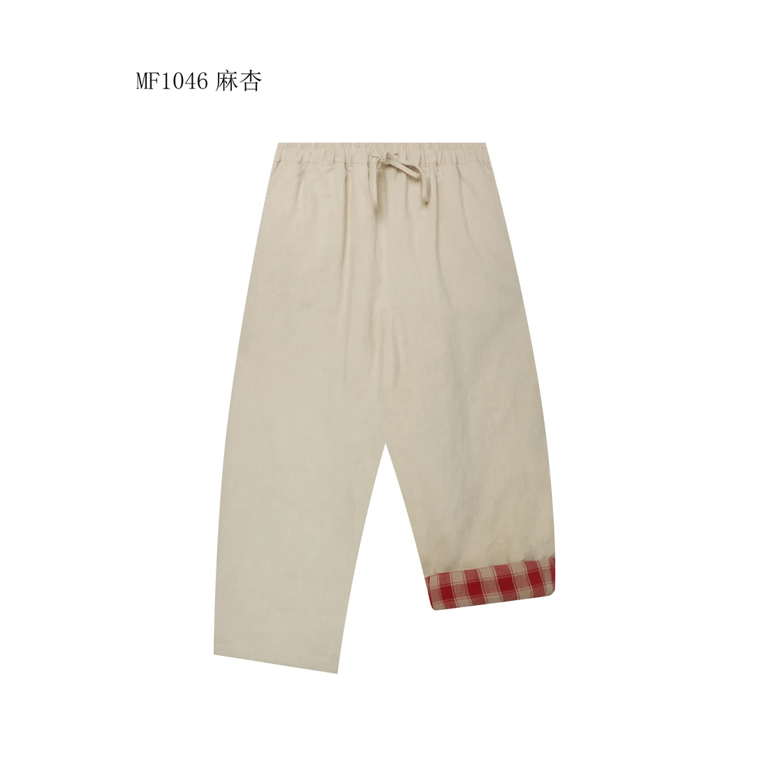 【麻訪家】MF1046麻杏复古文艺休闲宽松显瘦百搭加厚哈伦裤
