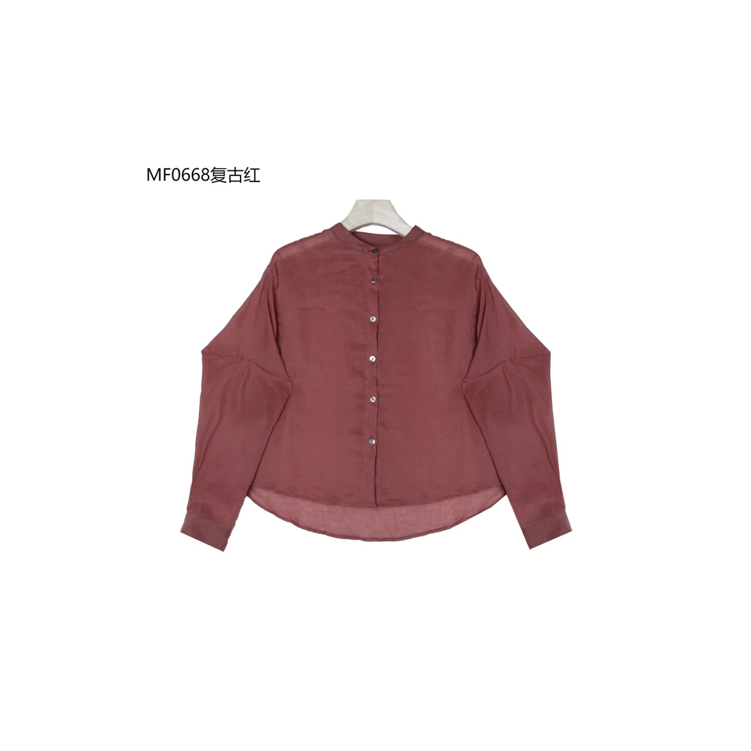【麻訪家】MF0668复古红春秋文艺简约时尚休闲百搭长袖开衫
