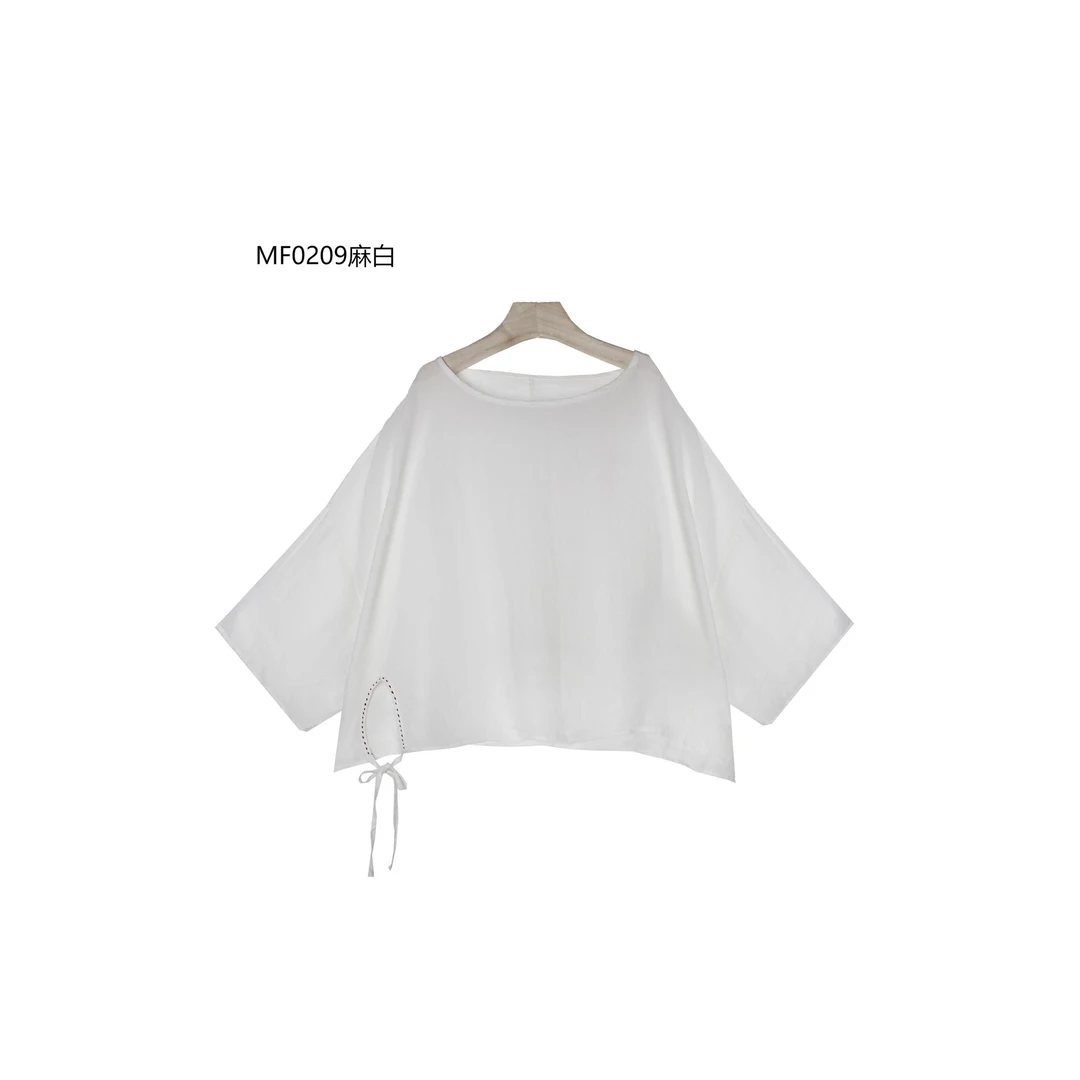 【麻訪家】MF0209麻白夏季文艺简约休闲显瘦百搭上衣