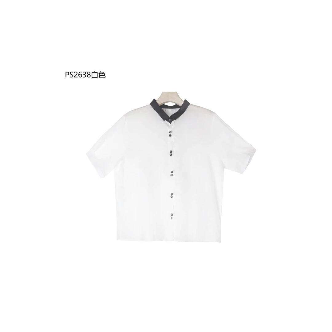 【麻訪家】PS2638白色夏季文艺简约休闲百搭短袖上衣