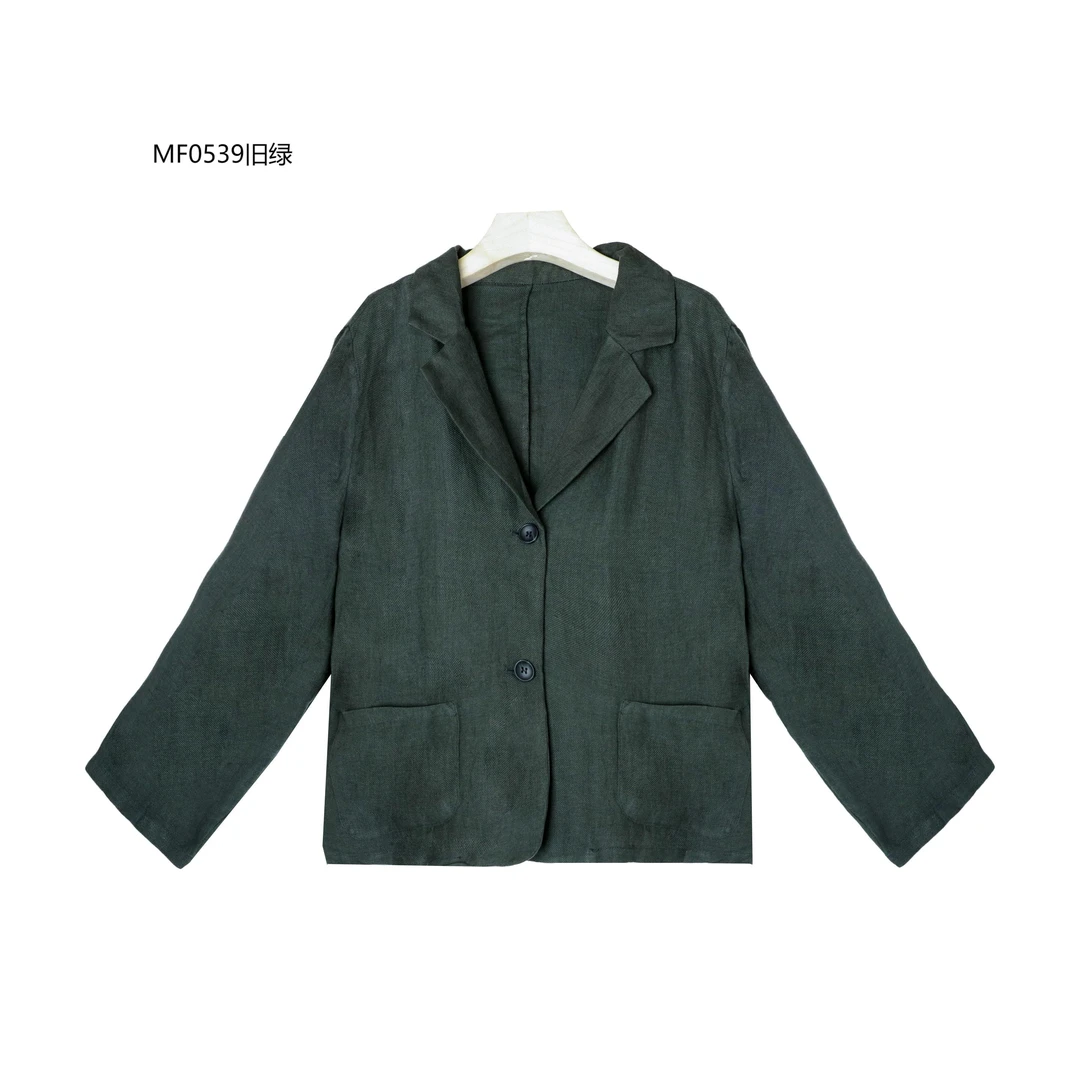 【麻訪家】MF0539旧绿复古文艺气质时尚显瘦百搭西装外套