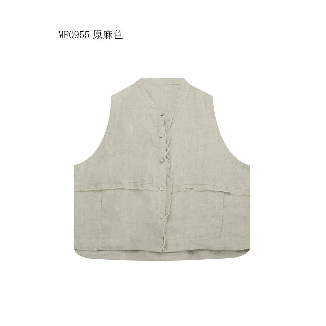 【麻訪家】MF0955原麻色复古文艺气质外搭叠穿马夹开衫