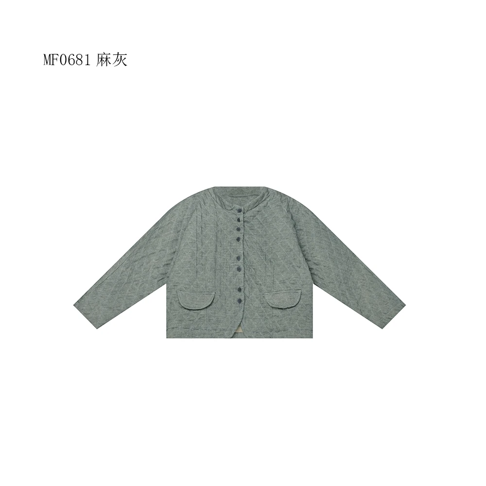 【麻訪家】MF0681麻灰文艺复古宽松百搭棉服外套