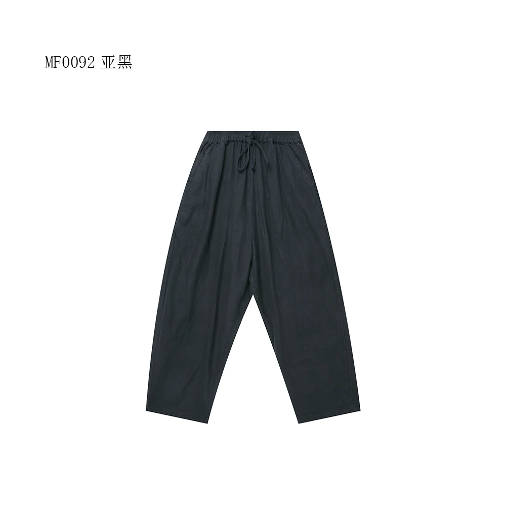 【麻訪家】MF0092亚黑文艺复古宽松显瘦百搭休闲哈伦裤
