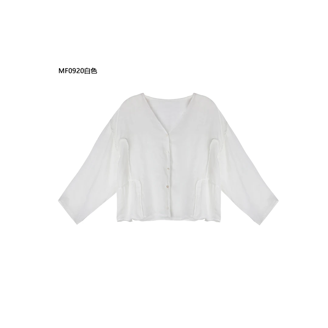 【麻訪家】MF0920白色文艺简约宽松休闲百搭长袖开衫上衣