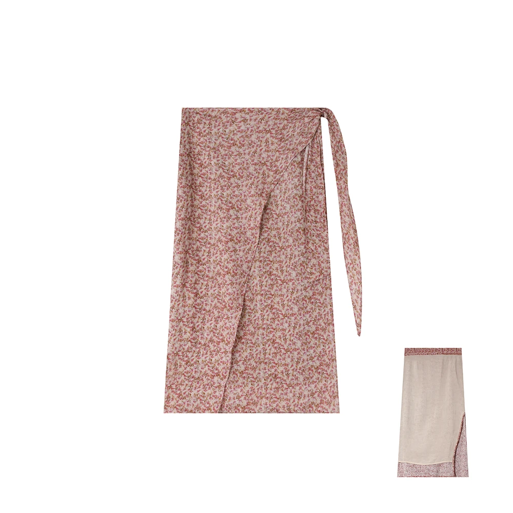 【麻訪家】MF0971粉碎花复古文艺碎花气质休闲百搭半身裙