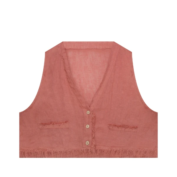 【麻訪家】MF0980旧粉复古文艺气质外搭叠穿马夹开衫