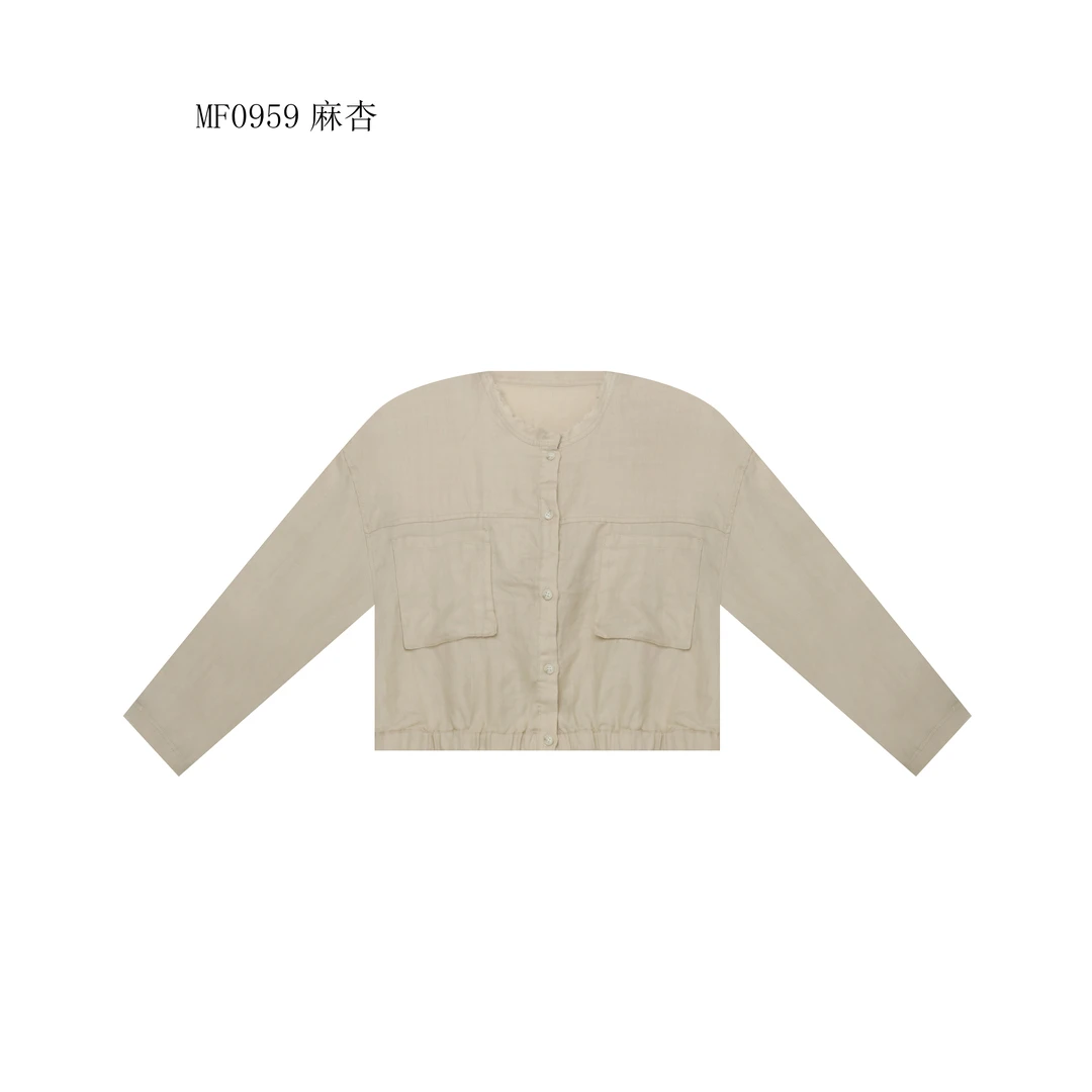 【麻訪家】MF0959麻杏文艺简约休闲百搭长袖开衫上衣