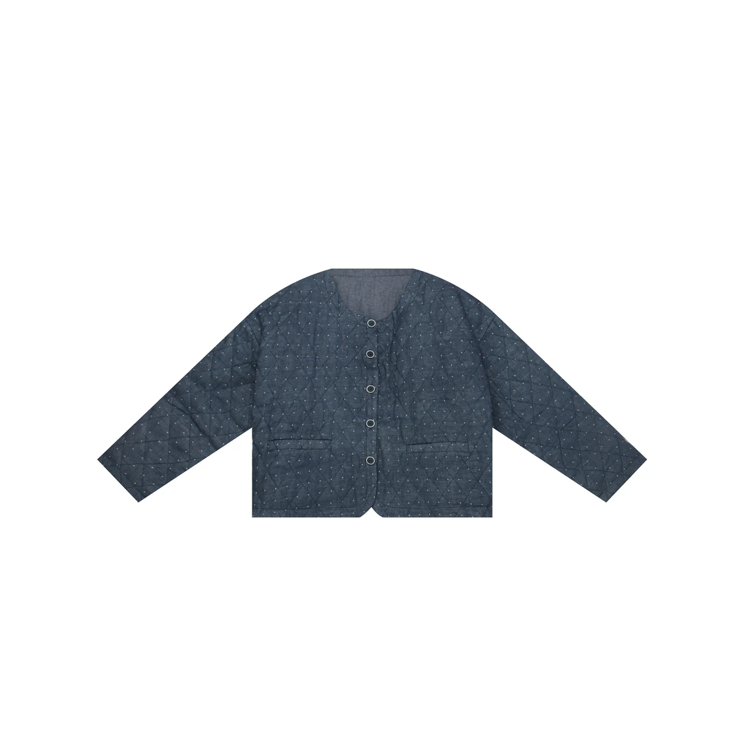 【麻訪家】MF0661旧蓝文艺复古宽松百搭棉服外套