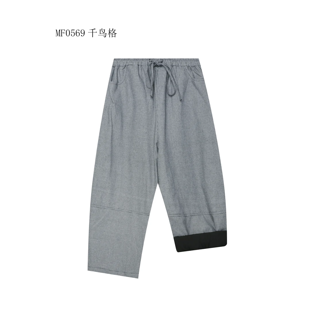 【麻訪家】MF0569千鸟格复古文艺格纹宽松休闲百搭加厚棉裤