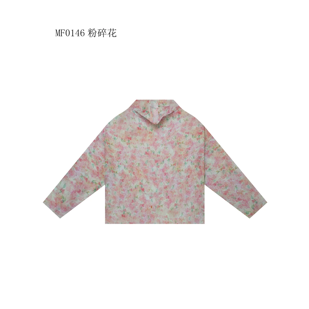 【麻訪家】MF0146粉碎花文艺印花宽松百搭长袖堆堆领上衣