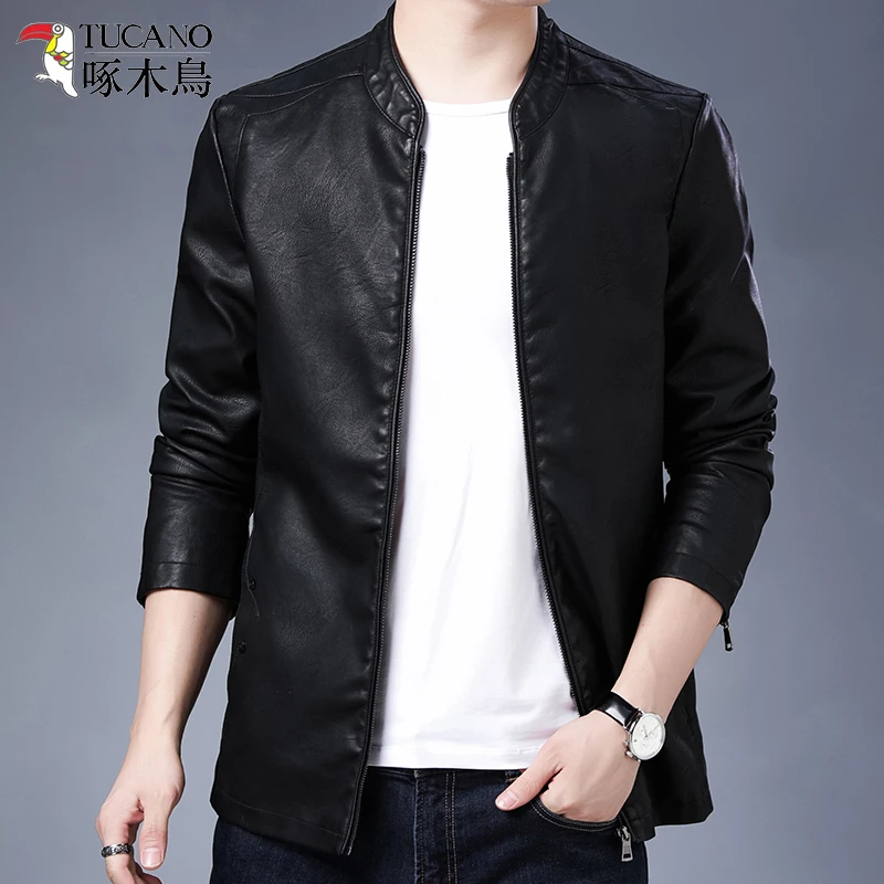 啄木鳥皮衣夹克男士2024春季新款韩版潮流修身帅气百搭机车服外套