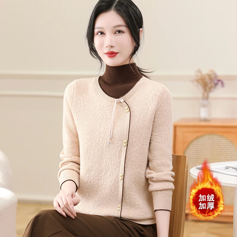 QianLian/浅恋秋冬季新款妈妈装打底衫加厚高领中老年毛衣