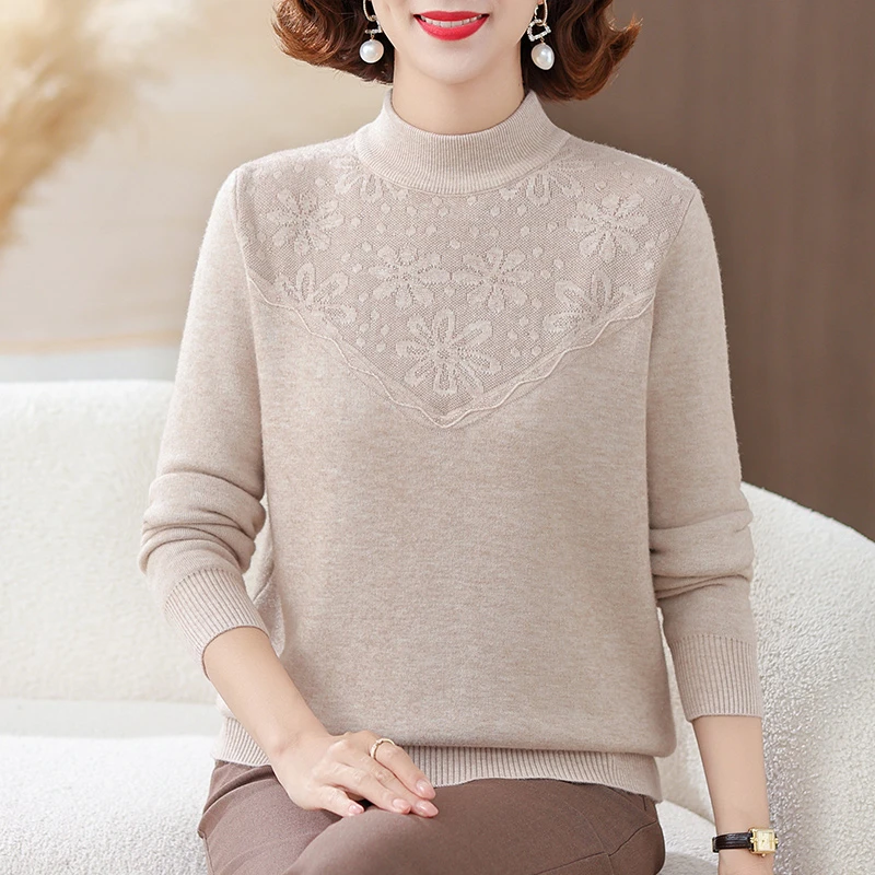 QianLian/浅恋套头针织加厚中年妈妈装毛衣春秋长袖洋气中老年