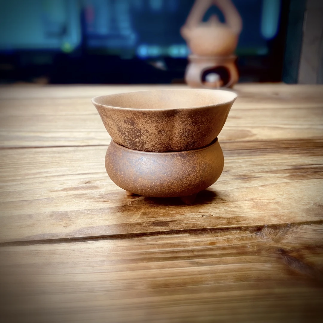 （拿.斋）茶漏底座粗陶原矿老岩泥茶滤底座可做主人杯老岩泥茶漏