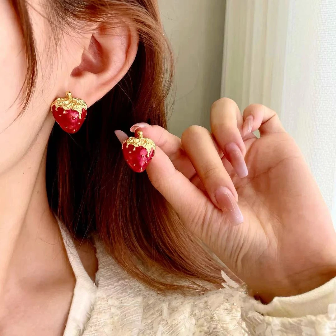 铜合金耳饰 【维维】法式风 莓有烦恼 耳环WW 9755