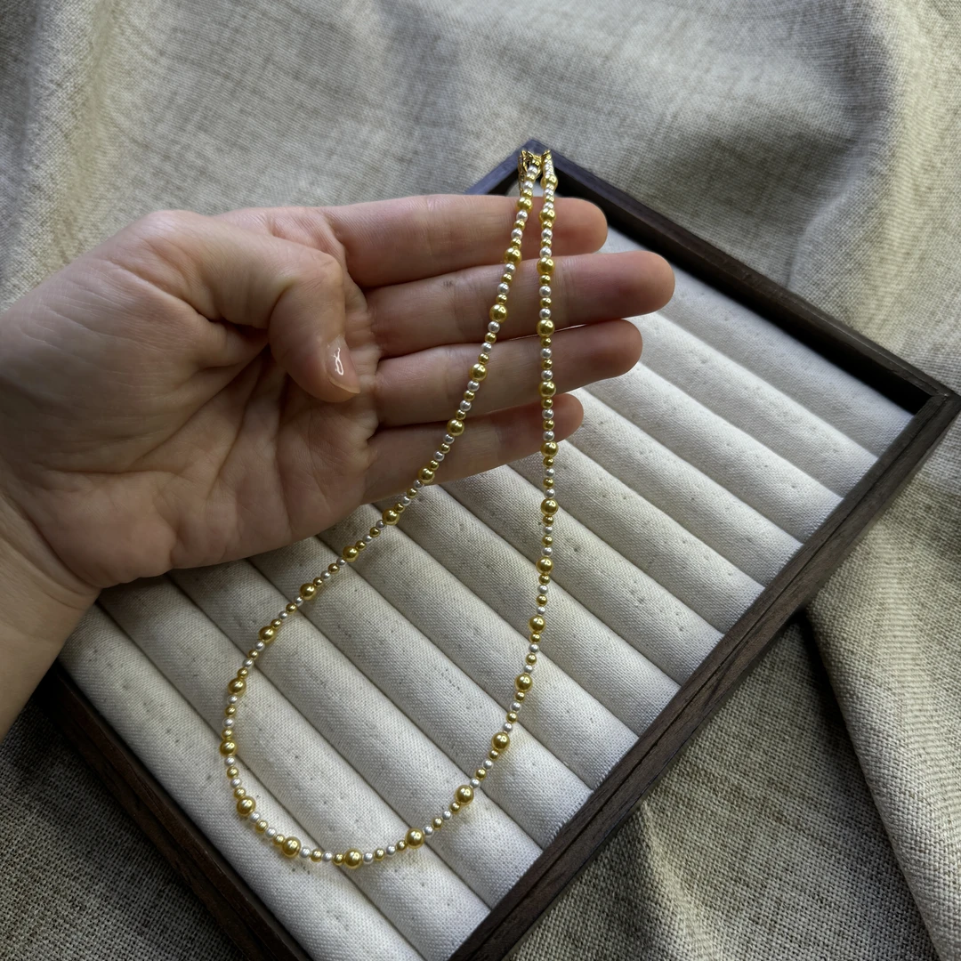 钛钢仿珍珠项链 【维维】金色 精致项链WW 8007