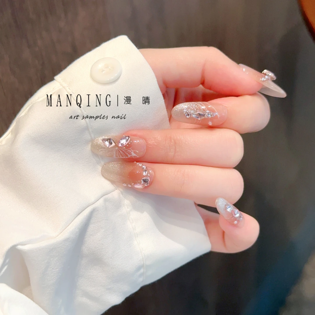 【巴洛小仙女】纯手工穿戴甲巴罗仙女风爱心钻淡紫色款流行百搭成品