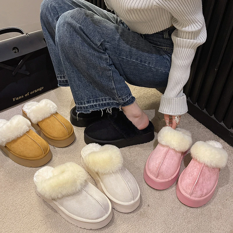 网红雪地靴毛毛拖鞋女秋冬新款外穿居家厚底保暖舒适包头棉拖爆款