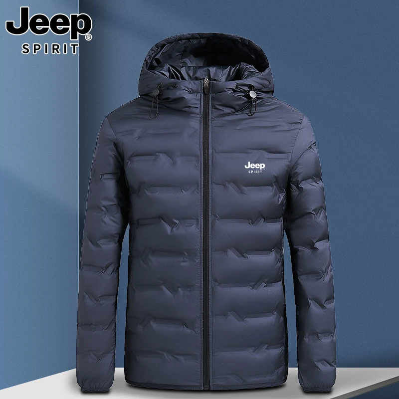 JEEPSPIRIT轻薄羽绒服男秋冬季时尚短款白鸭绒连帽保暖外套上衣男