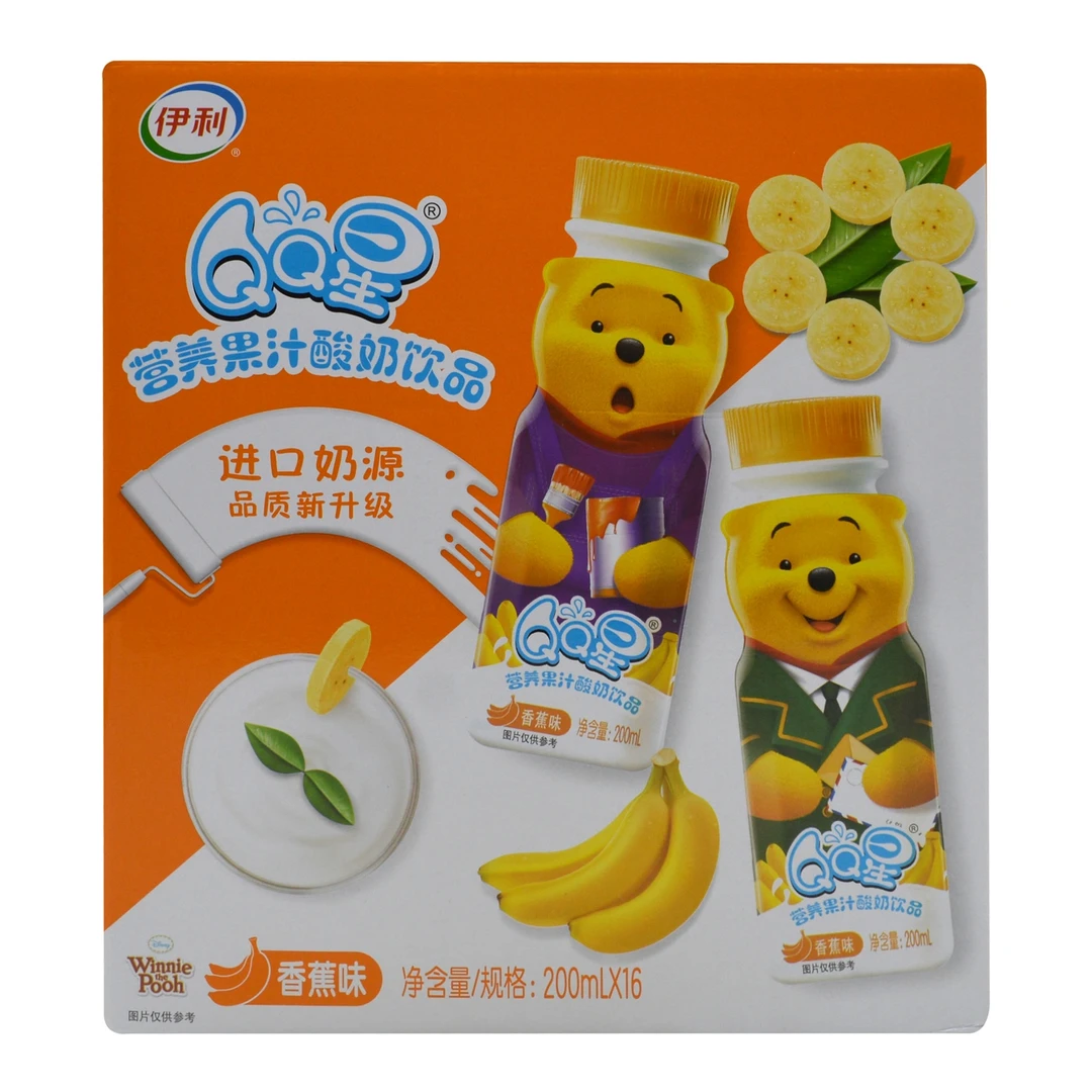 2024年12月QQ星营养果汁酸奶饮品香蕉味3200ml(200ml*16瓶)