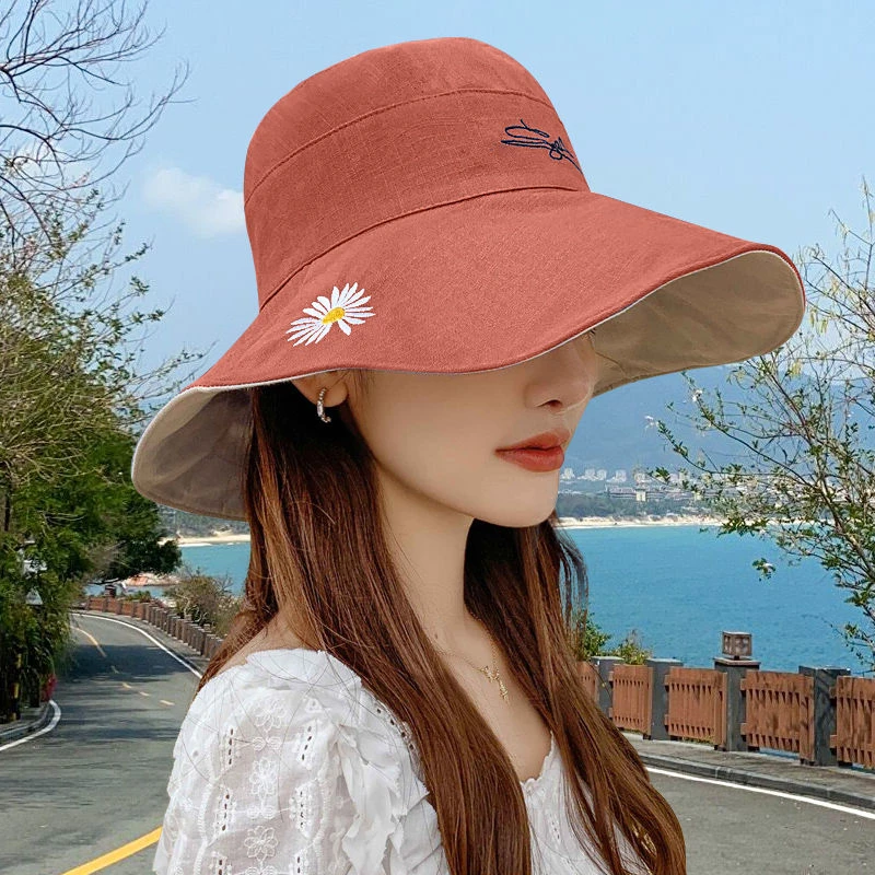 渔夫帽女遮阳帽春夏季韩版潮日系双面遮脸防紫外线大帽檐防晒帽子