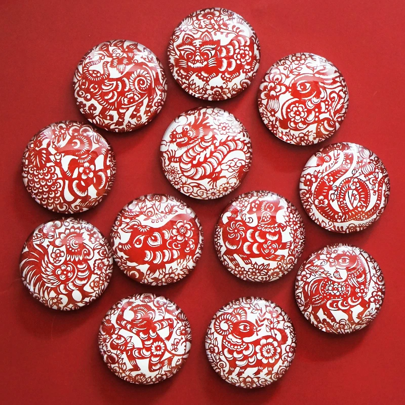 【桃乐西】中国风十二生肖磁性创意文化剪纸冰箱贴装饰品磁贴礼品