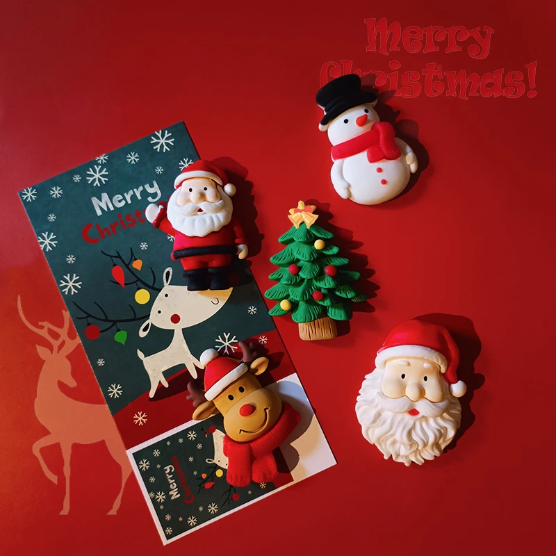 【桃乐西】新款创意圣诞节冰箱贴 礼物装饰品 3d立体树脂磁力贴