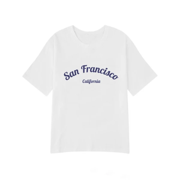 2025夏新款百搭纯棉圆领短袖情侣上衣女纯色印花打底衫吉檀三月