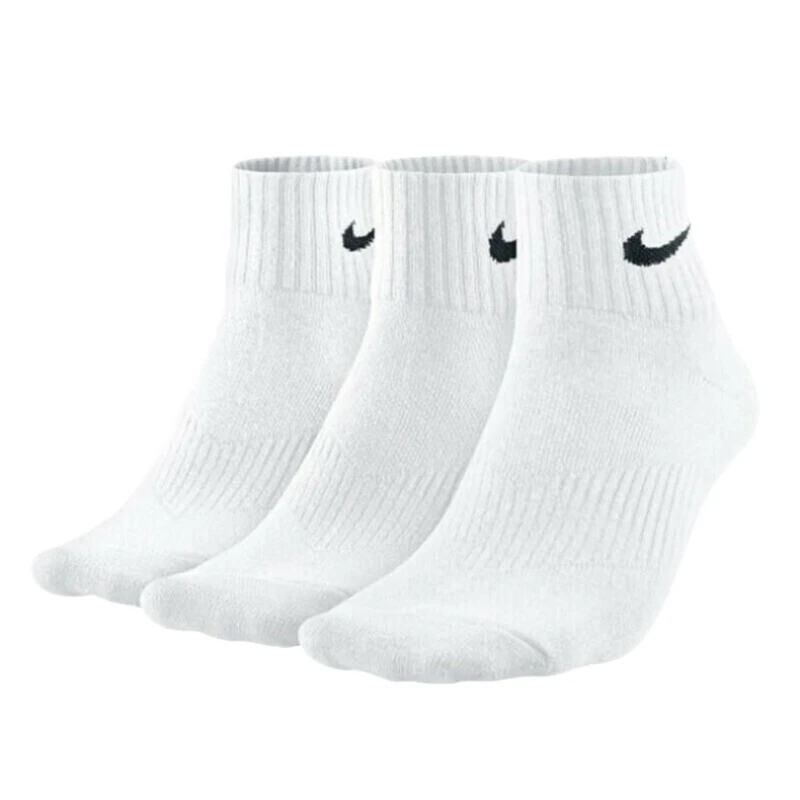 NIKE/耐克男女3双装透气耐磨白色休闲运动短筒跑步棉袜SX7677-100