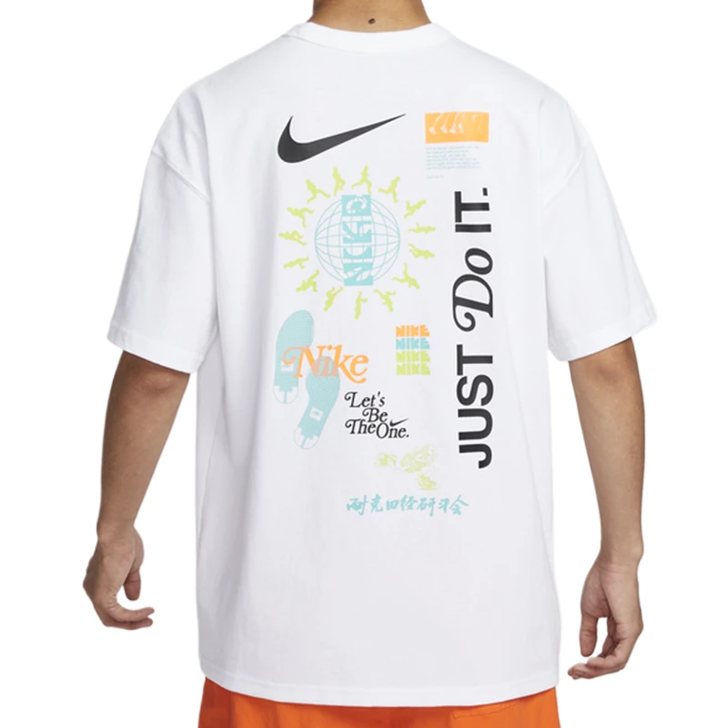 NIKE/耐克高能感满背印花男子白色运动休闲短袖T恤HM4454-100