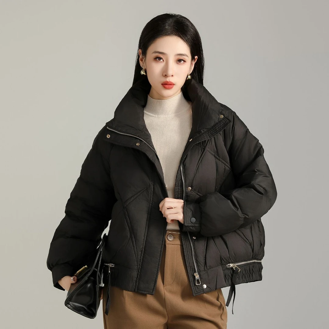 Smen/诗萌短款羽绒服2024冬季新款菱格时尚休闲纯色外套女士百搭