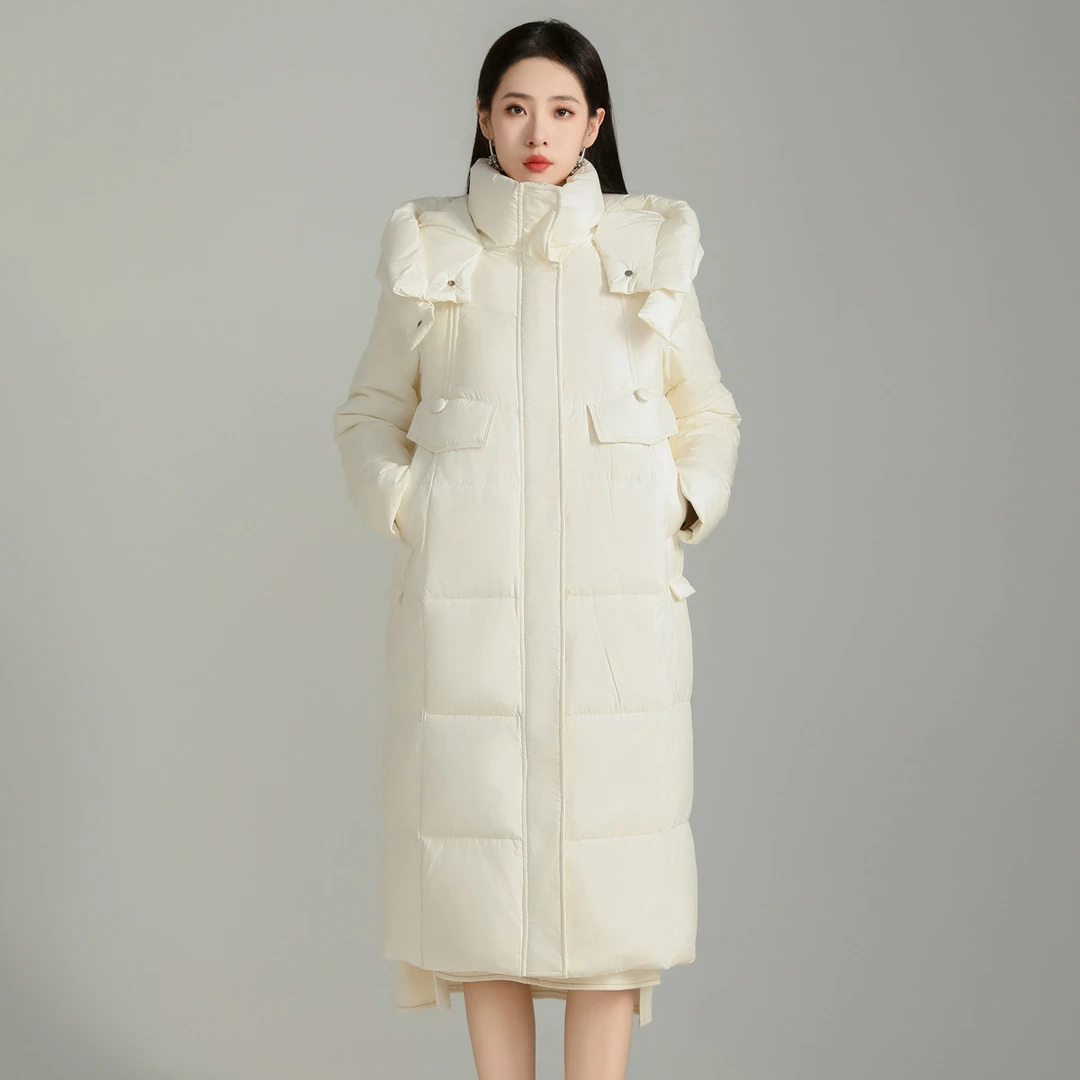 【商场同款】Smen诗萌长版羽绒服女2024秋冬新品时尚连帽保暖外套