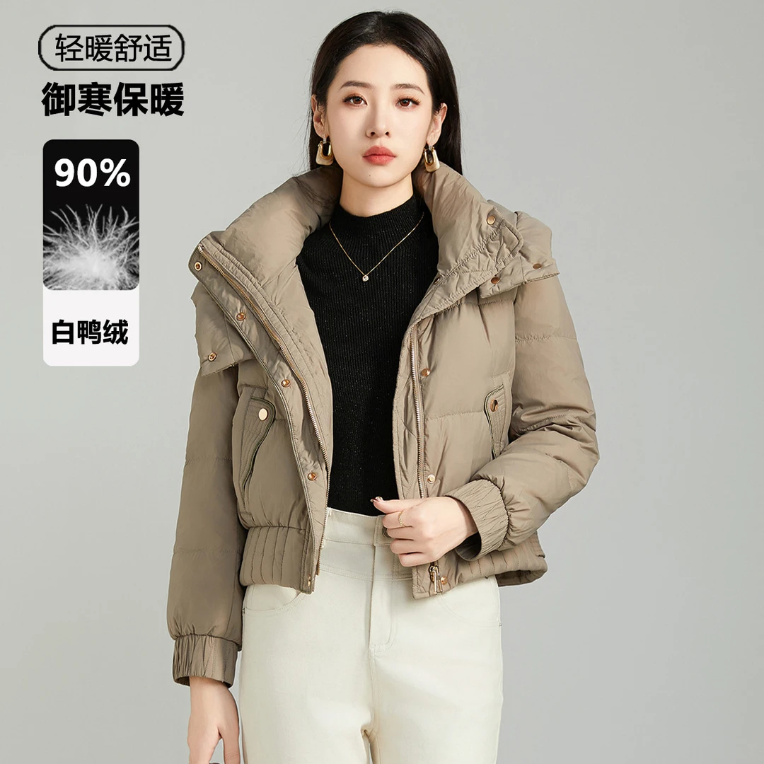 【冬季款女装】短款连帽羽绒服女青春减龄轻薄加厚防风保暖外套女