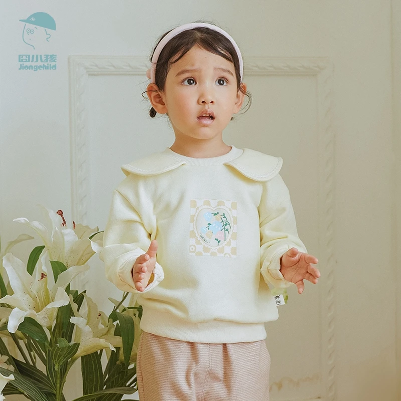 品牌女童卫衣秋款新款儿童秋季洋气秋装娃娃领上衣XGE35010