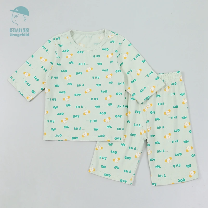 品牌男女童睡衣纯棉儿童卡通短袖夏季薄款家居服套装XBS43501