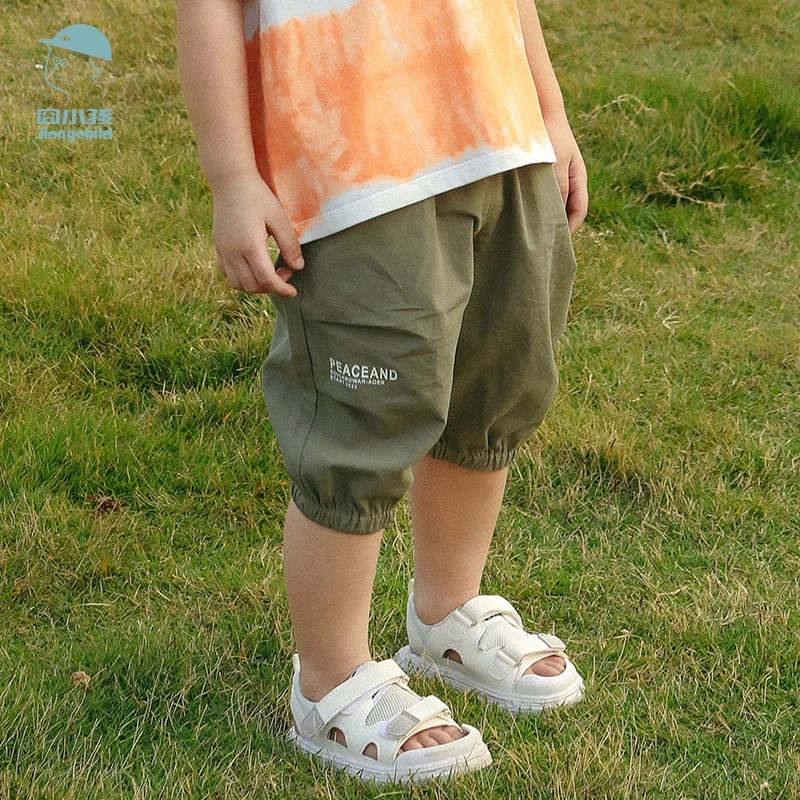 品牌男童中裤儿童梭织五分裤短裤新款中小童宽松运动裤XBK43230