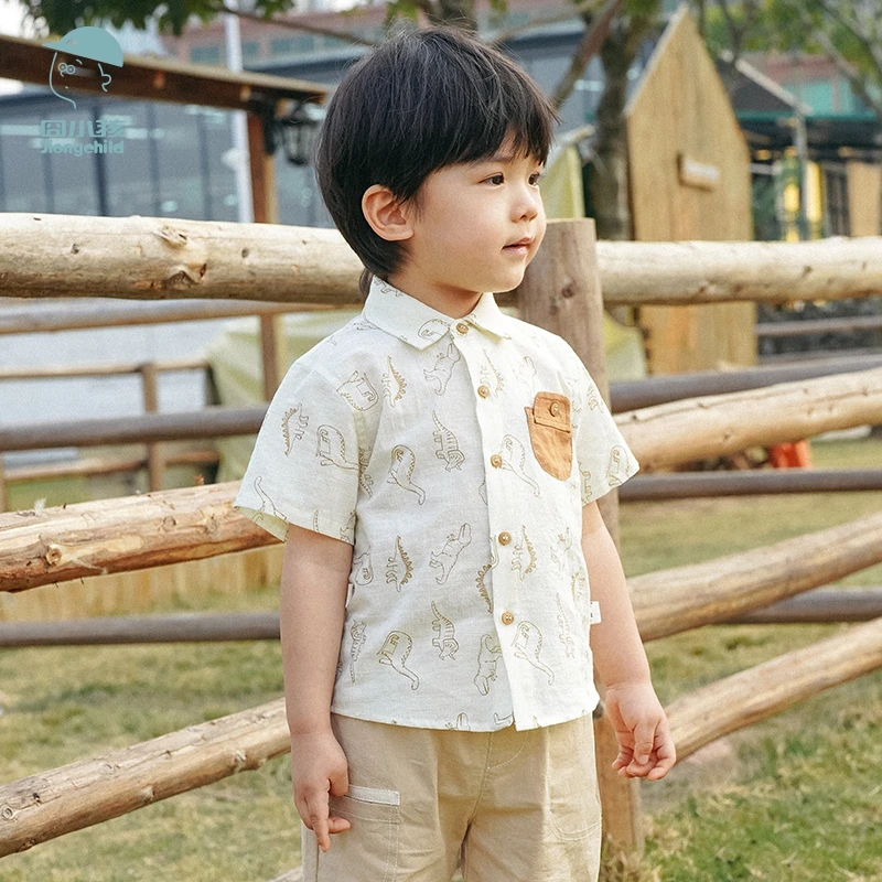 品牌男小童短袖白衬衫纯棉儿童夏季薄款衬衣XBC43281