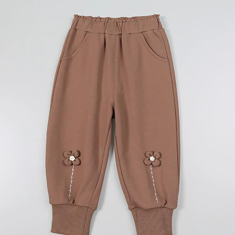 品牌女童春秋裤子女大童运动休闲裤儿童花朵宽松卫裤XGK45742