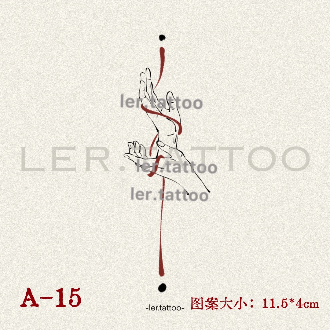 ler.tattoo|新中式|彩色纹身贴|细绕朱红|5张包邮