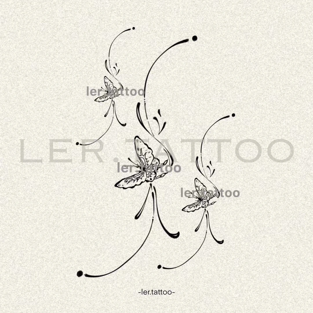 ler.tattoo|新中式|草本纹身贴|蝶·梦我(14cmX9cm)|5张包邮