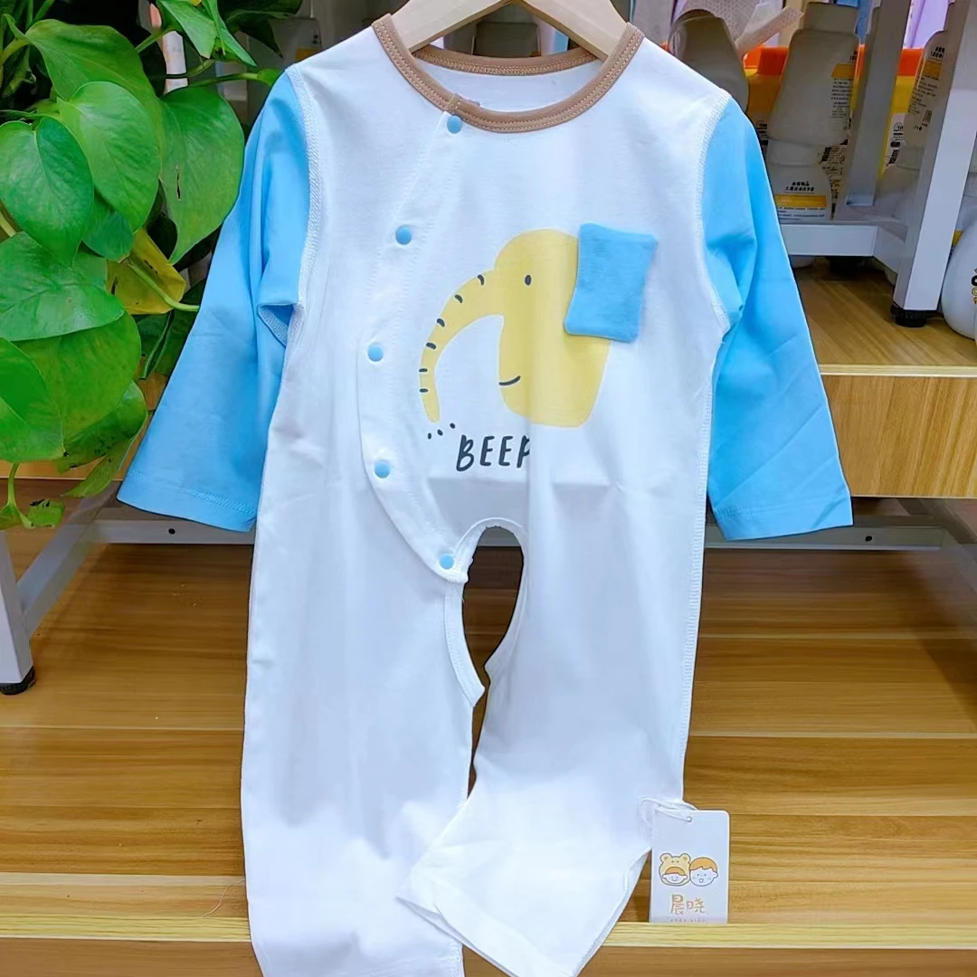 宝宝开裆连身衣婴儿幼儿长袖挖裆爬爬服S8026-2