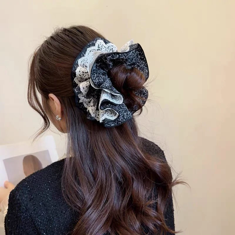 新款蕾丝花边马尾丸子头大肠发圈韩版气质小香风头绳发饰肠圈Q13
