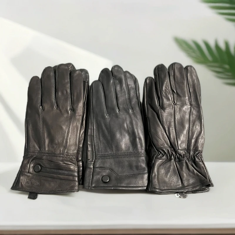 男士黑色多款式加绒皮革手套(分色不分款)