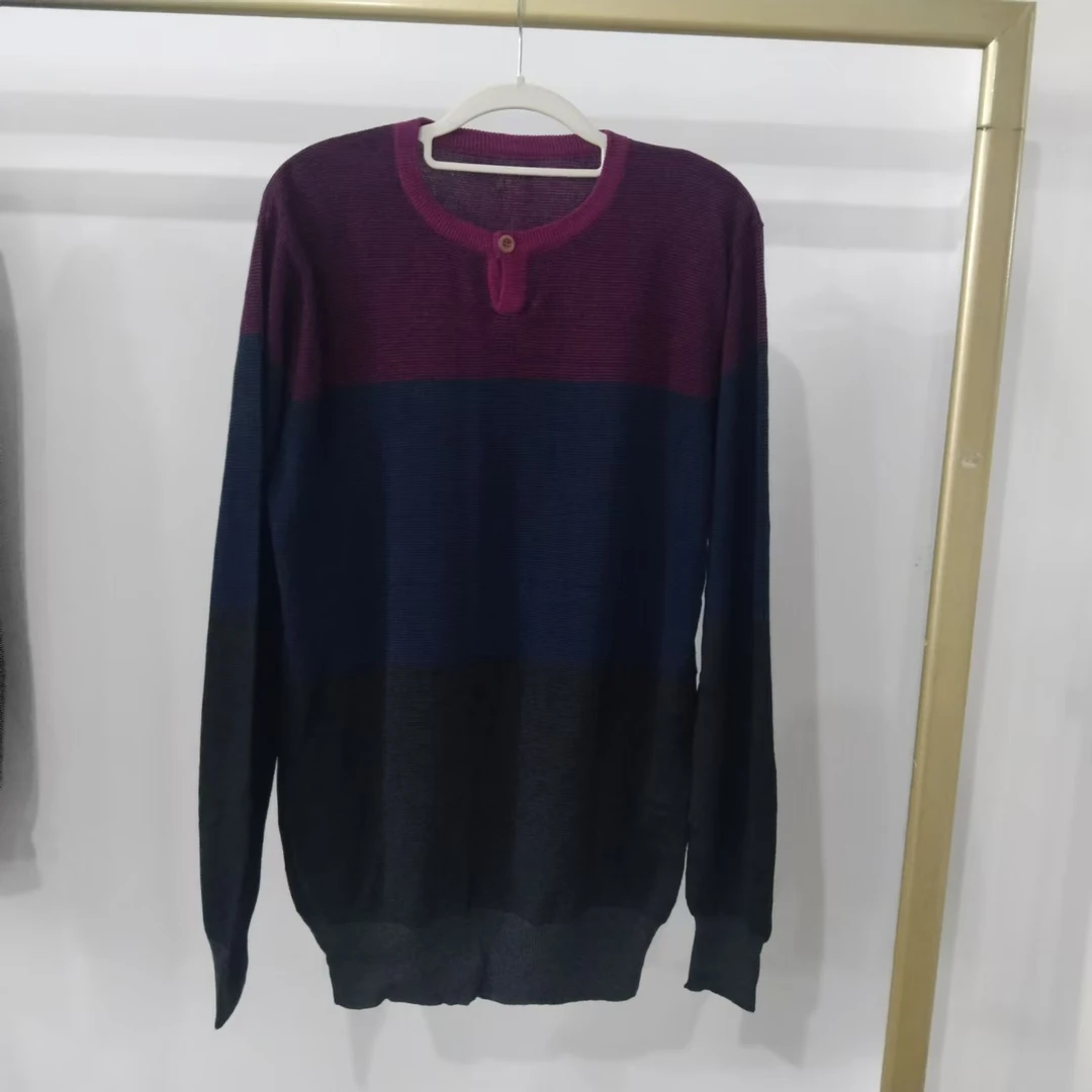 B5502 男士拼色长袖套头针织衫