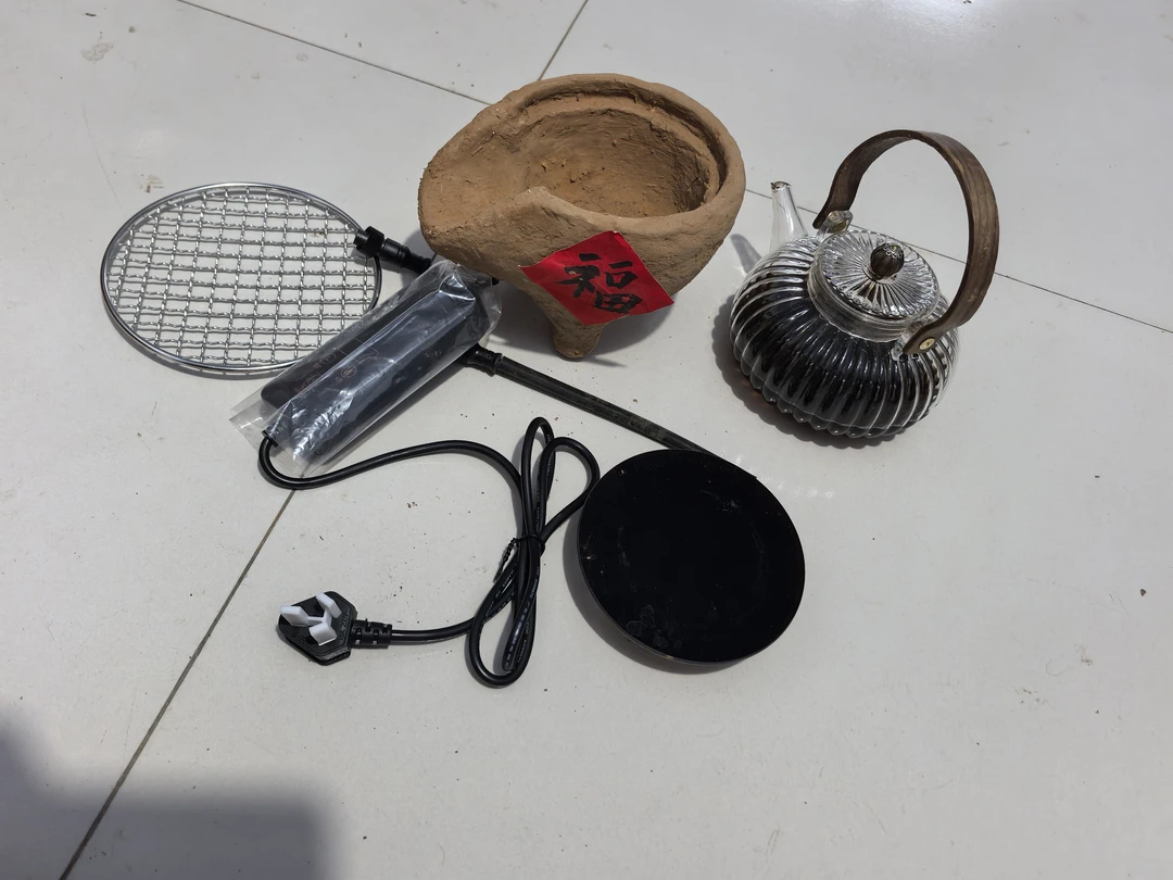 手工泥炉下开孔外口径14公分左右一套贴福字纯手工追求完美慎拍