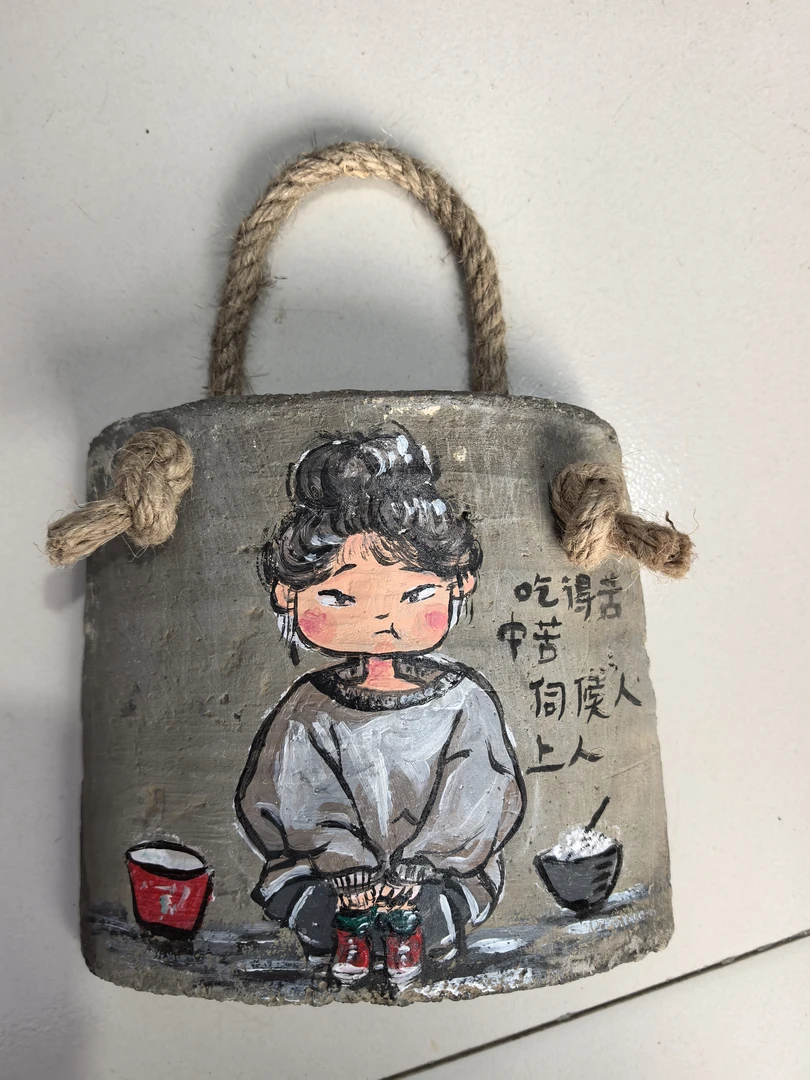 纯手绘老瓦片挂画丙烯画瓦片