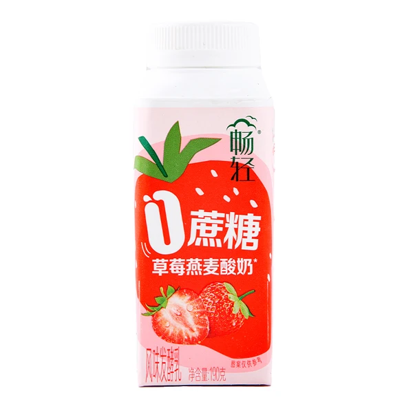 伊利畅轻0蔗糖草莓燕麦发酵乳 190g