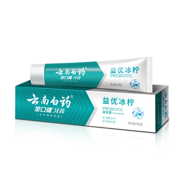 云南白药金口健牙膏益优清新冰柠薄荷型 145g