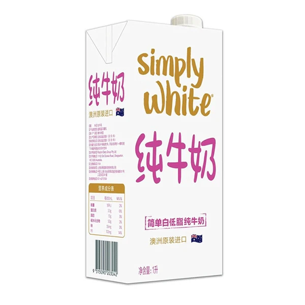 简单白低脂牛奶 1L